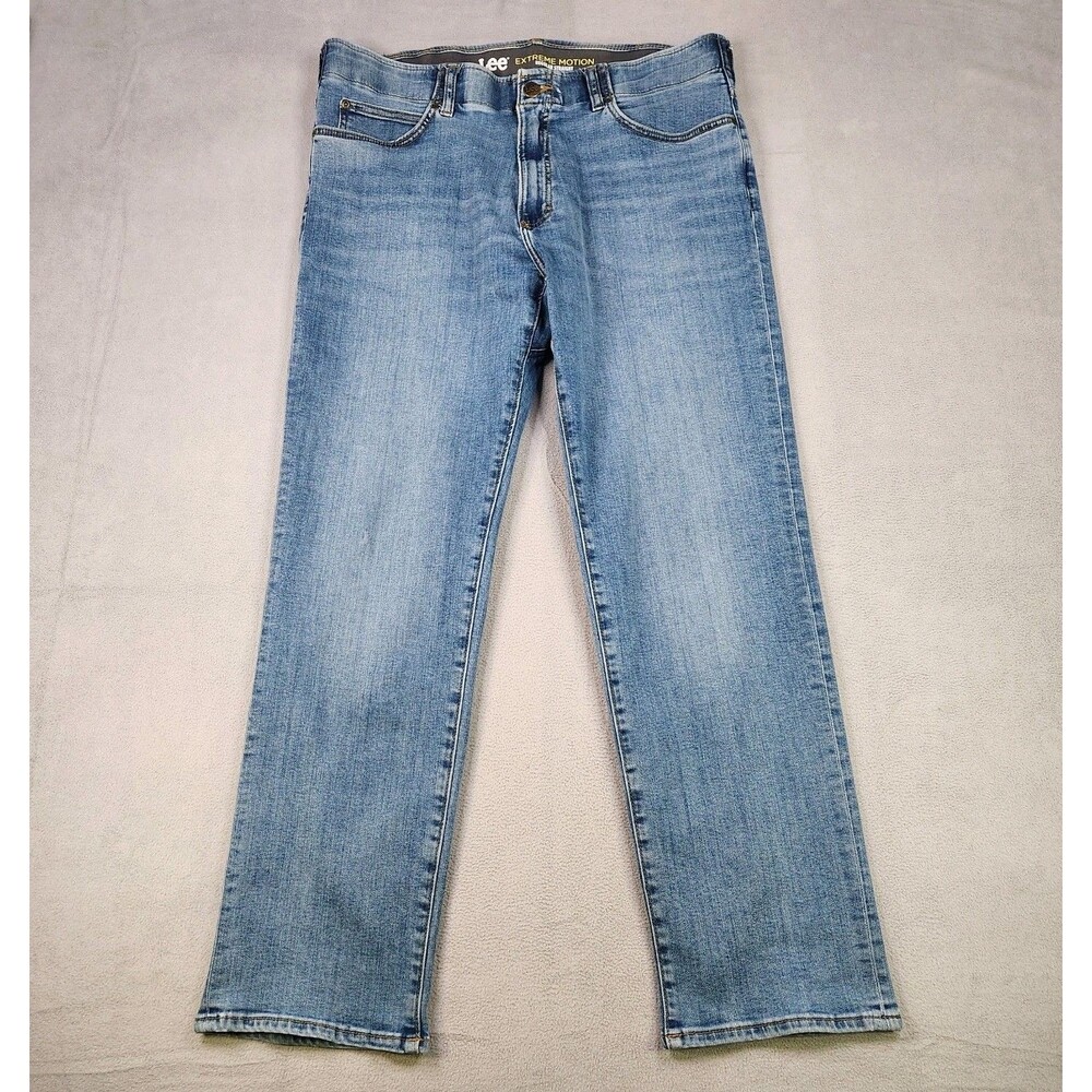 Lee Extreme Motion Jeans Men's 38x30 Blue Regular Straight Medium Wash Stretch